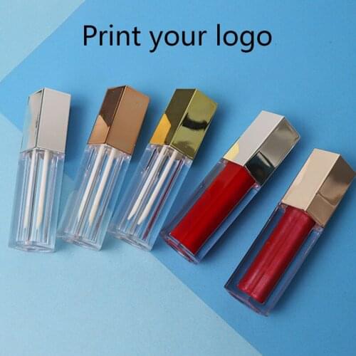 Print Your Logo 50pc 5ml Pentagonal Empty Lipgloss Bottle DIY Lip Gloss Container Transprent Refillable Bottles Empty Gloss Tube
