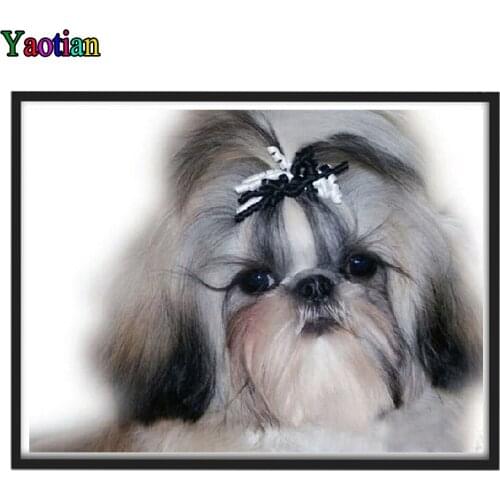 5d diy diamond painting full square round Shih Tzu Dog diamond embroidery mosaic diamond stitch home decor Needlework Art