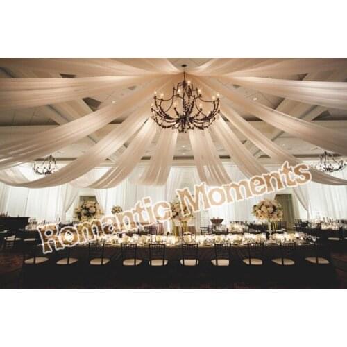 8 pcs Wedding Ceiling Drape Canopy Drapery 1.4m*14m per piece for wedding fabric Roof polyester knitted fabric