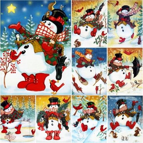 5D DIY Animal Diamond Painting Snowman Diamond Embroidery Cross Stitch Full Square Round Drill Manual Christmas Gift Home Decor