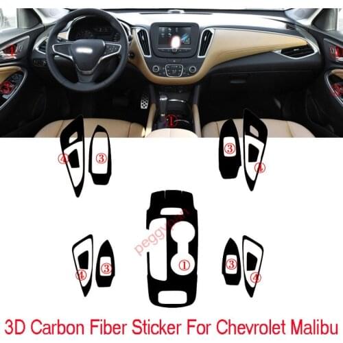 Car-Styling New 3D Carbon Fiber Car Interior Center Console Color Change Molding Sticker Decals For Chevrolet Malibu 2016-2017