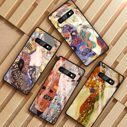 Kiss by Gustav Klimt Tempered Glass Phone Case For Samsung Galaxy A6 A6S A8 A8S J6 J8 2018 S8 S9 S10 PLUS NOTE 8 9