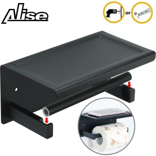 Toilet Paper Holder Tissue Holders Wall Mount Tissue Roll Hanger 304 Stainless Steel with Phone Storage Shelf Bathroom Hardware