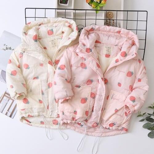 Kids jackets for girls toddler winter clothes kids clothes girls baby clothes baby girl coat strawberry print plush winter coat