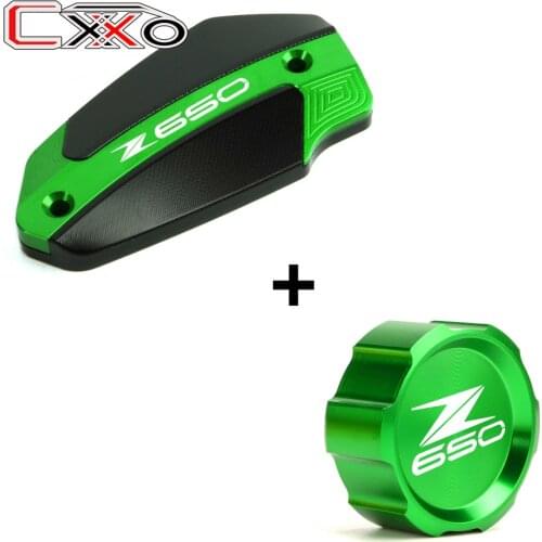 For Kawasaki z650 Z650 2017 2018 2019 Motorcycle CNC Aluminum Front & Rear Brake Fluid Reservoir Cap Cylinder cover