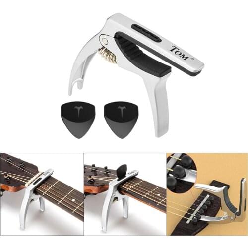 Guitar Capo Metal Alloy Versatile Guitar Capo W/ Bridge Pin Puller Capotraste with 2pcs Picks Folk Guitarra Accessories