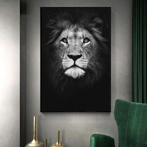 Canvas Painting Animal Wall Art Lion Elephant Deer Zebra Posters and Prints Wall Pictures for Living Room Decoration Home Decor