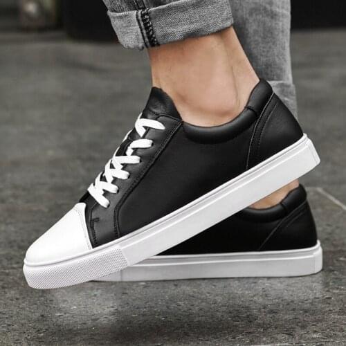 2021 New Men Casual Genuine Leather Lace-up Sneakers Men Super Light Comfortable Sports Sneakers Male Flats Walking Footwear