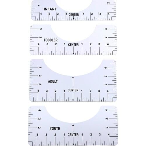 Four-in-one T-shirt guide ruler round neck calibration tool baby and child alignment tool ruler 4 sets
