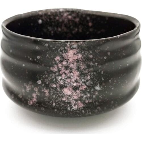 Fashion Ceramic Matte Black Matcha Bowl Macha Tea Chawan for Japanese Whisking Ceremony Shiny Glazed