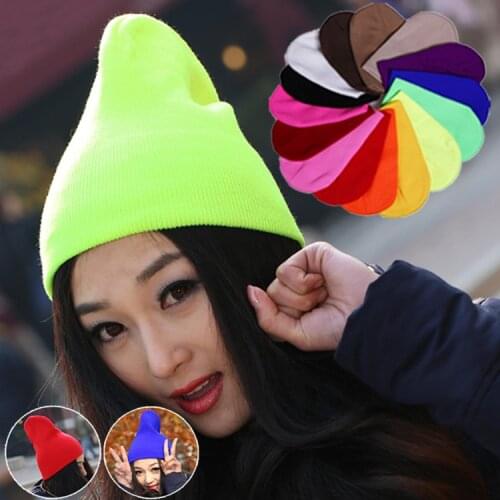 Fashion Solid Color Knitted Beanies Hat Winter Warm Ski Hats Men Women Multicolor Skullies Caps Soft Elastic Cap Sport Bonnet