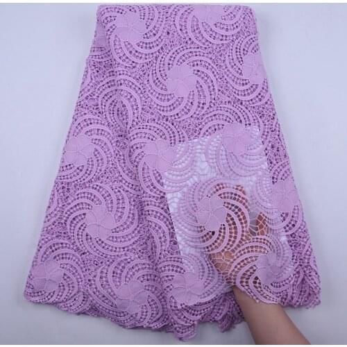 Latest Lilac Lace African Water Soluble Cord Lace Fabric 2020 High Quality Nigerian Guipure Embroidered Lace With Stones S1883
