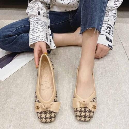 Novelty Two Color Splicing Classic Butterfly Knot Women Shoes Spring And Autumn Fashion Casual Flats Slip-On Zapatos De Mujer
