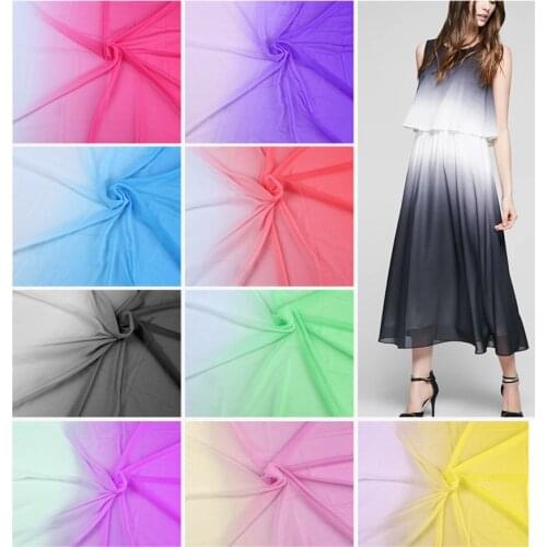 Shade chiffon ombre material 2 tone 100D chiffon gradient tissu flowing evening dress fabric for wedding gowns