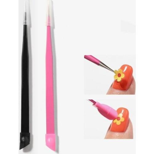 Double Head Straight Tweezers Eyelash Extension Nails Decor Picker Dead Skin Remover Professional Manicure Makeup Nail Tools