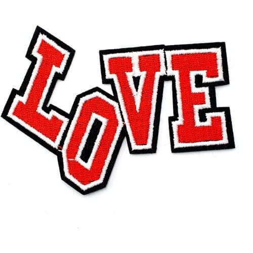 LOVE Size:6.0x8.2cm Iron On Patch Embroidered Applique Sewing Clothes Stickers Garment Apparel Accessories Badges