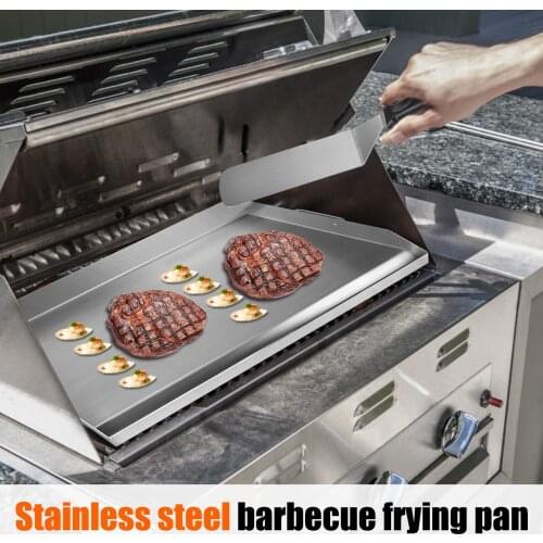 Stainless Steel Cooking Griddle Barbecue Frying Pan Sizzling Barbecue Flat Pan Pancakes Kitchen Outdoor Cooking Kitchen Tools
