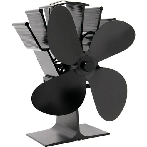 Whisper-quiet Heat Powered Wood Stove Fan Stove Heater Fan for Log Wood Burner Heater Fireplace Accessories, 4 Blades