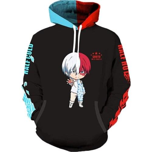 Anime Cosplay My Hero Academia Todoroki Shoto Hoodies Casual Men Woman 3D Print Long Sleeve Hooded Couple Sweatshirt C42M73