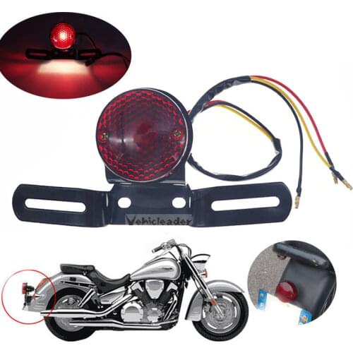 Universal Motorcycle 12V LED Motorbike Rear Stop Brake Lamp License Plate Light Turn Indicators Autocycle Retro Red Tail Light