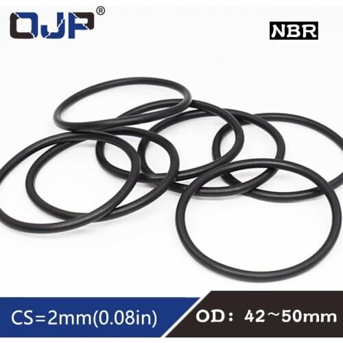 20PC/lot Rubber Ring Black NBR Sealing O Ring OD42/43/45/46/47/48/49/50*2mm O-Ring Seal Gaskets Nitrile Oil Ring Fuel Washer