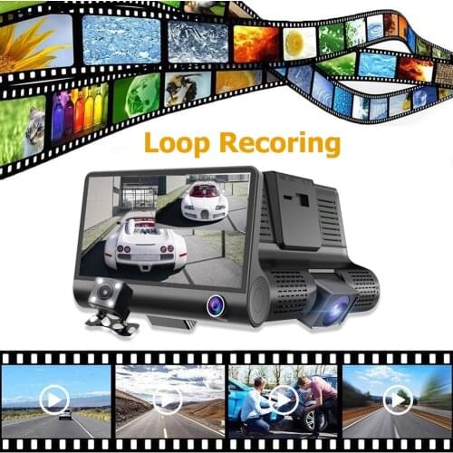 HD Night Car Dvr Dash Cam 4.0 Inch Video Recorder Auto Camera 3 Camera Lens With Rear View Camera Registrator Dashcam DVRs