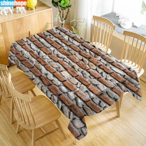 Wall Tiles Texture Pattern Table Cloth Holiday Party Waterproof Oxford Fabric Rectangular Tablecloth Home Party Tablecloth