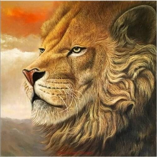 Embroidery Counted Cross Stitch Kits Needlework - Crafts 14 ct DMC Color DIY Arts Handmade Decor - Potrait of Lion 3