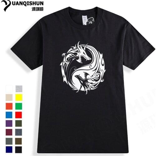 YUANQISHUN Brand T-shirt 2018 Fashion Design Yin Yang Dragon Print T-shirt Tai Chi style T-shirt Top quality 16 Color cotton Tee