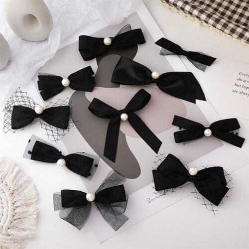 Black Mesh Bowknot Hair Clip Vintage French Style Elegance Lace Hair Accessories for Women Gilrs Edge Top Clip Barrettes заколки