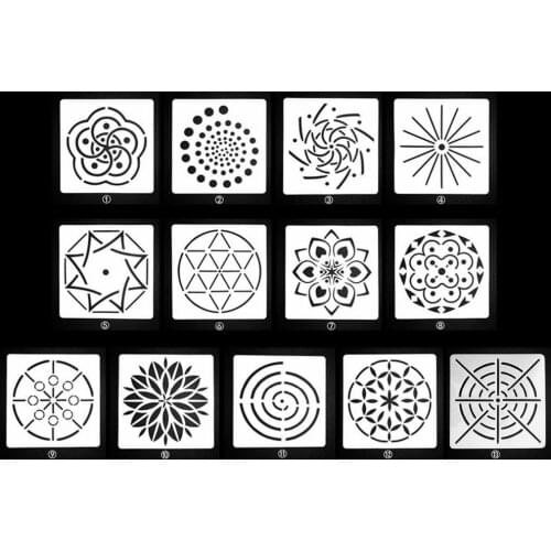 13PCS Assorted Pattern Mandala Dotting Painting Drawing Stencils Template Tool for DIY Craft Furniture Wood Canvas Rocks Fabrics