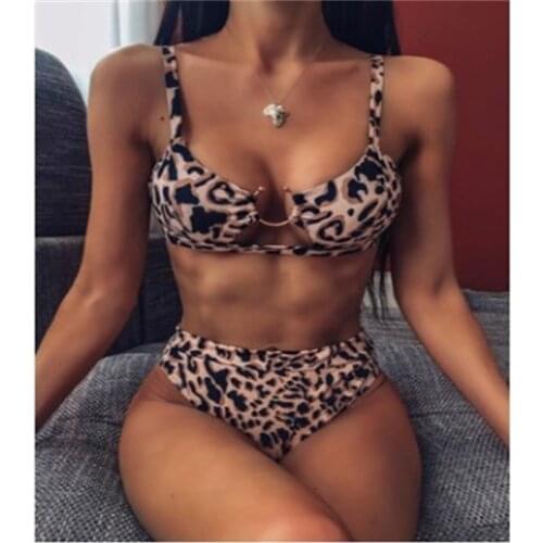 2021 Sexy Print Women Bikini Swimsuit High Waist Swimwear Female Bandeau Thong Brazilian Biquini Bikini Set Bathing Suit Bather