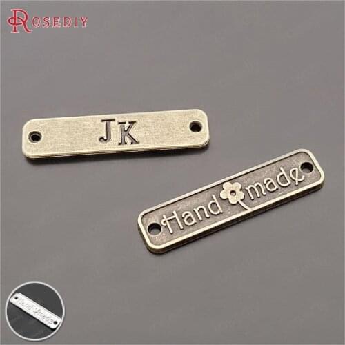 29561)50PCS 25x6MM Antique Bronze Zinc Alloy Handmade Flower Bracelet Connect Charms Diy Jewelry Findings Accessories Wholesale