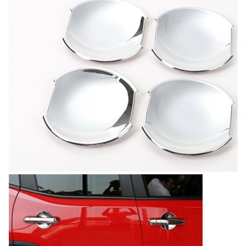 4pcs ABS Chrome 5 Color Car Exterior Door Handle Bowl Cover Car Moulding Trim For Jeep Renegade 2016 Automobiles Sticker Decor