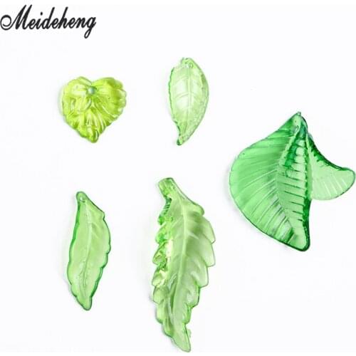 Acrylic Green Transparent Leaves Beads For Jewelry Making DIY Handmade Home Decoration Crafts Accessories 5 Shapes for Choose
