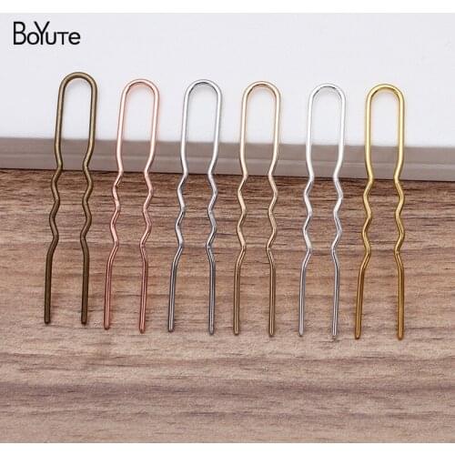 BoYuTe (40 Pieces/Lot) 75*13*0.7MM Iron Metal Wave U-shaped Hair Fork Materials Handmade Diy Jewelry Accessories Wholesale