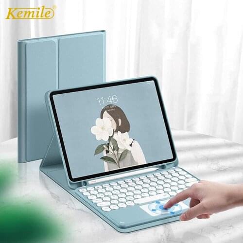 Spanish touchpad Keyboard Case for iPad 8th 10.2 Pro 11 2020 Air 3 10.5 Pro 10.5 7th 10.2 Case W Pencil holder touchpad Keyboard