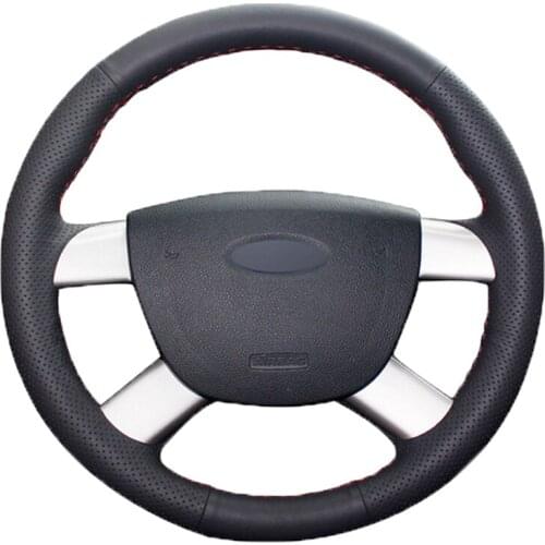 Black Artificial PU Faux Leather DIY Custom Car Steering Wheel Cover for Ford Kuga 2008-2011 Focus 2 2005-2011 C-MAX 2007-2010