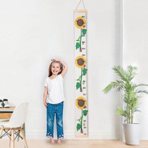 Baby Children Height Ruler Wall Hanging Wood Frame Cartoon Pattern Height Measure Ruler Kids Growth Chart Record Room Decoration