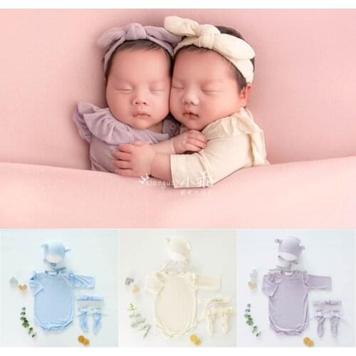 Dvotinst Newborn Photography Props for Baby Outfits Set Bodysuits Hat Socks Fotografia Accessories Studio Shooting Photo Props