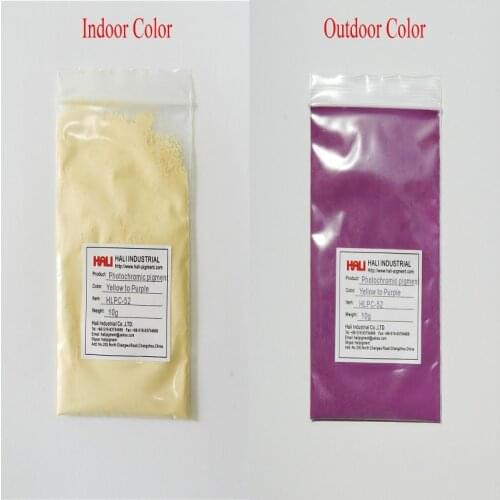 Double color photochromic pigment,solar active pigment,color:yellow to purple,item:HLPC-52,1lot=50gram,free