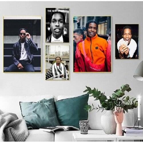 Art Decor ASAP Rocky Rap Music Star Hip Hop Rapper Fashion Model Wall Art Canvas Painting Silk Poster Home Decoration