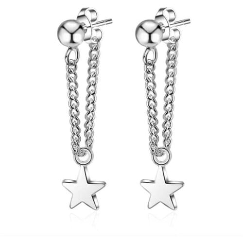 Fashion Silver Plated Earrings For Women Party Accessories Girl Trendy Star Stud Earrings Jewelry Lady Lovers Christmas Gift