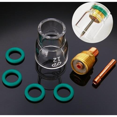7Pcs/Set #12 Pyrex Glass Cup Kit Stubby Collets Body Gas Lens Tig Welding Torch For Wp-9/ 20/ 25 Welding Accessories