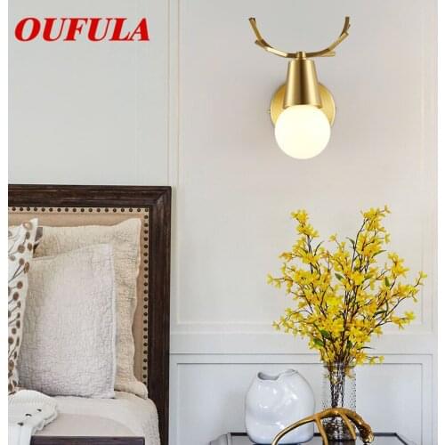 OUFULA Indoor Wall Lamps Fixture Copper Modern LED Sconce Contemporary Creative Decorative For Home Foyer Corridor Bedroom