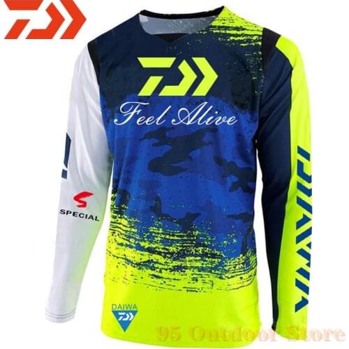 Daiwa New Men Outdoors Fishing Clothing Long Sleeve Quick Dry Breathable Leisure Summer Camping Light T-shirt Fishing Jersey
