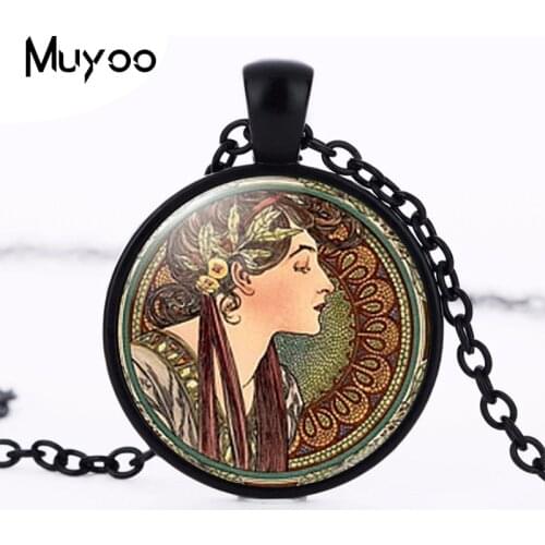 2017 new hot New Wholesale Antique Mucha Collares Vintage Art Nouveau Joyas Alphonse Mucha Necklace Women HZ1