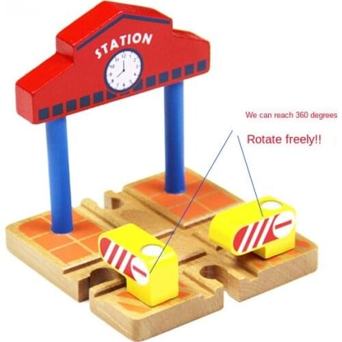 P118 Wooden Trains Track Accessories Crossroads Scenes Compatible Wooden Walkway Trains for Wood and Electric car