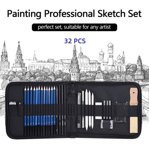 Professional Drawing Painting Sketch Kit Set Graphite Charcoal with Pencil Erasers Sharpener for Stationery Sketching Supplies