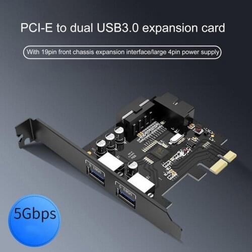 PVU3-2O2I Expansion Card USB3.0 High Speed Transfer Adapter 20Pin Power Supply PCI-E Extender Card for Windows XP/Vista/7/8/8.1
